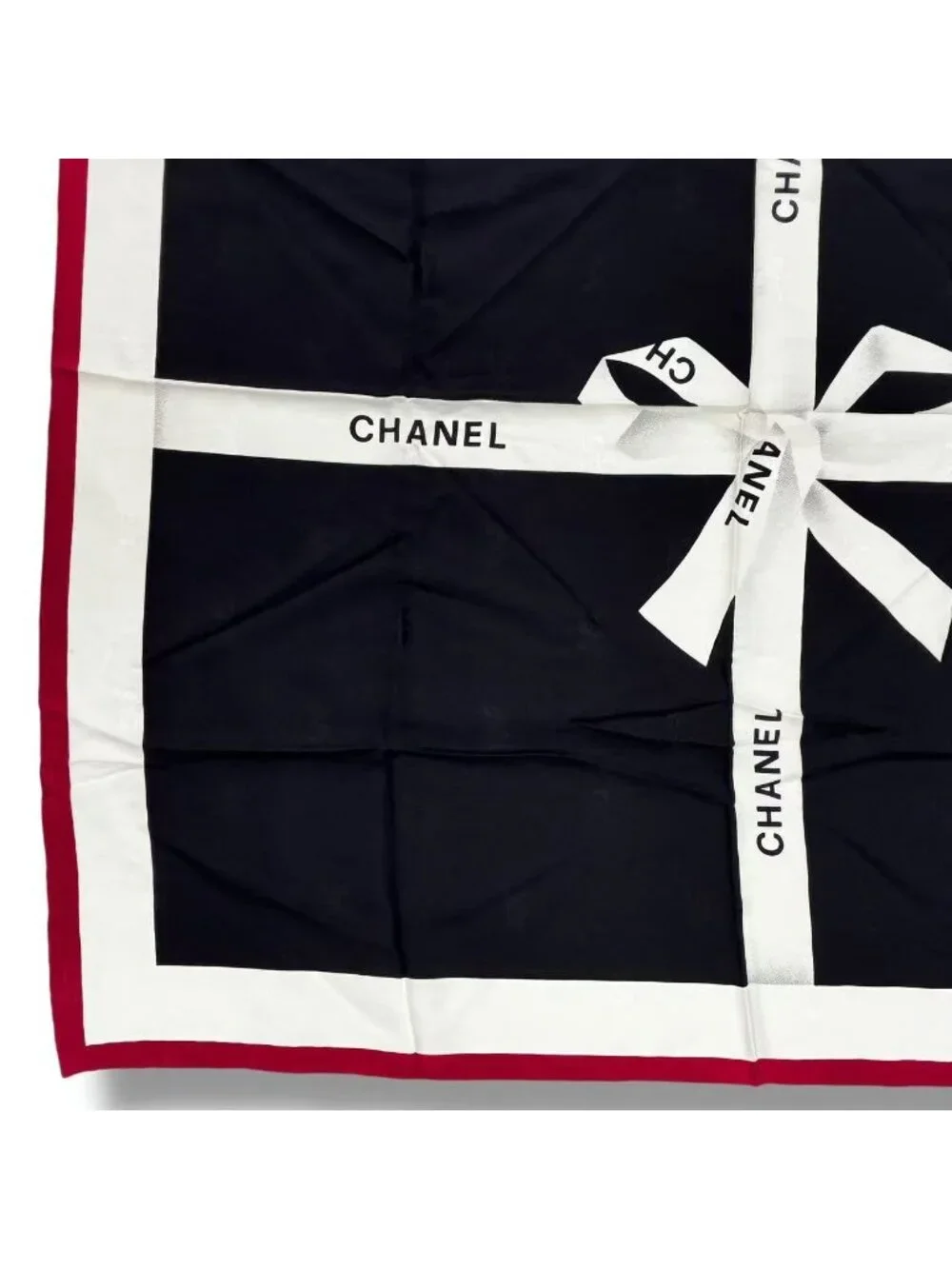 Chanel Logo Silk Scarf Ribbon Black